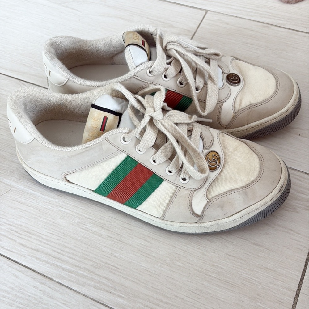 Gucci Cream and Green Sneakers